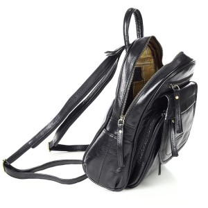 Modern Rucksack für Damen aus italienischem Leder - Schwarz & braun 